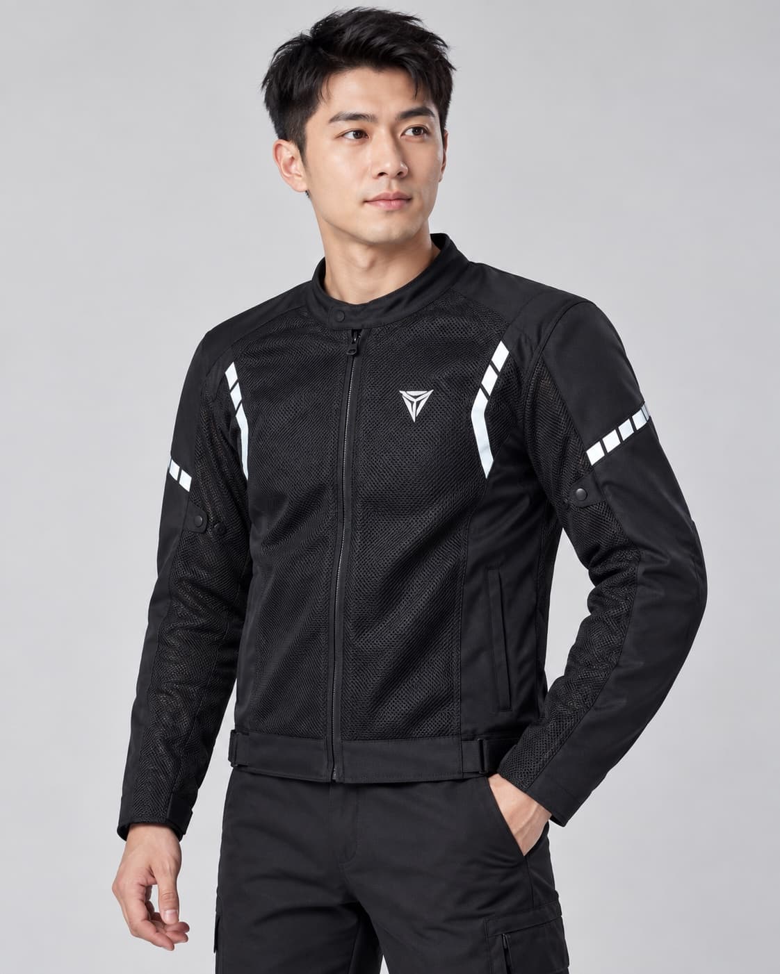 Mesh moto jacket — black — Black