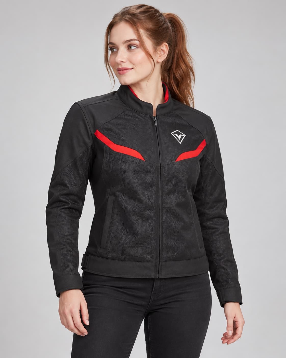 Mesh moto jacket — black and red — Black