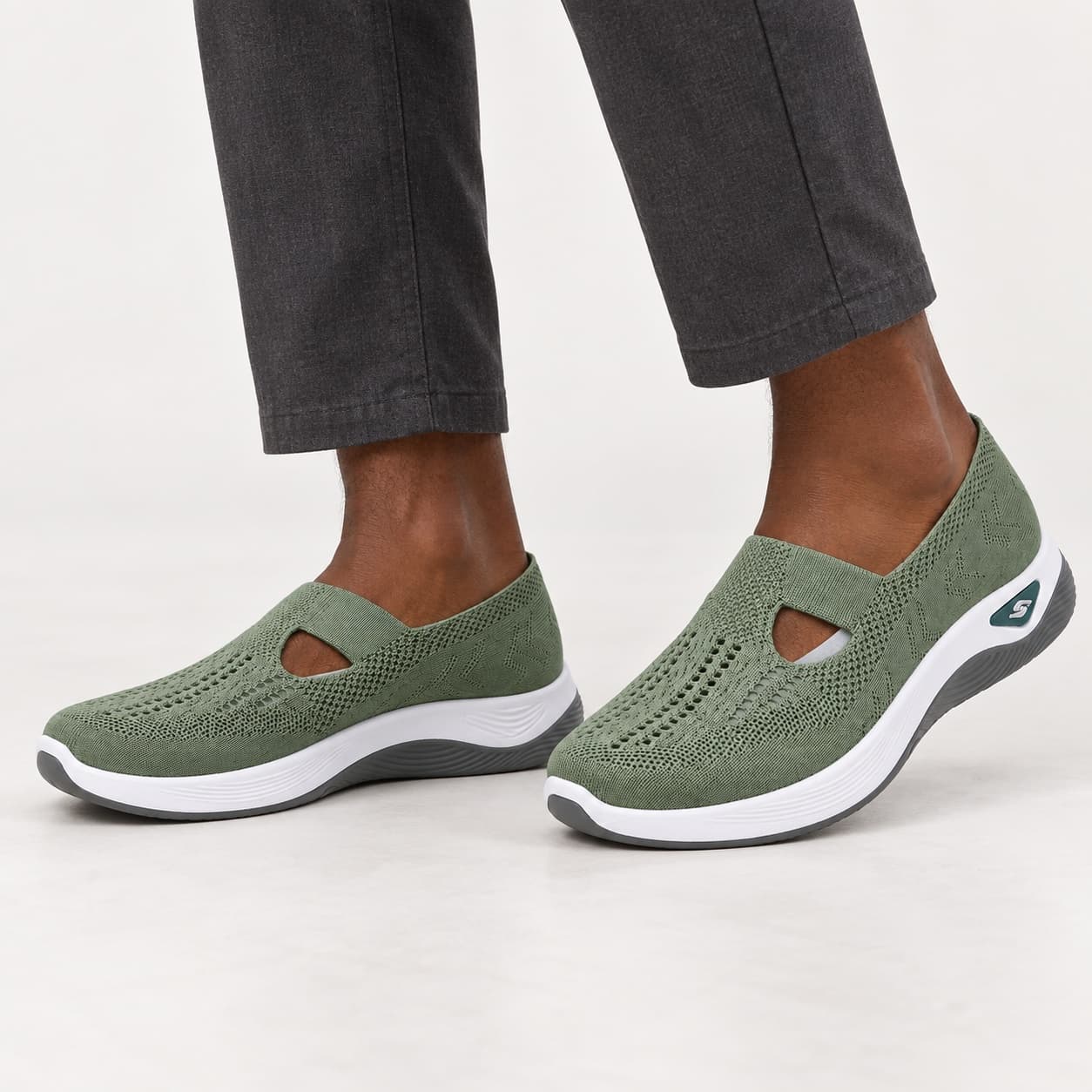 Slip-on de malha verde — Musgo